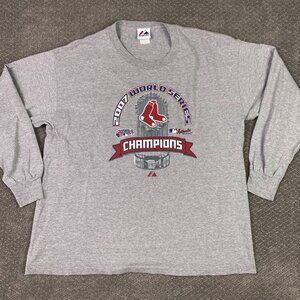 Boston Red Sox 2007 World Series Champions Long Sleeve T Shirt Men's XL Gray